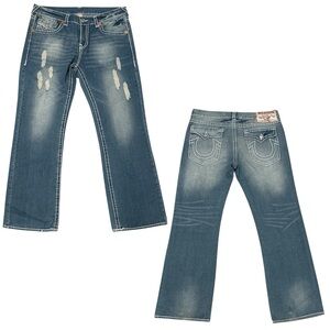 Y2K True Religion Distressed 40X32 Light Wash Bootcut Vintage USA